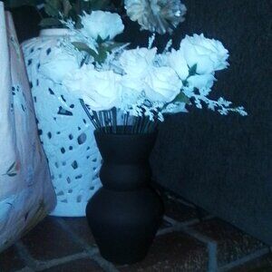 Black Vase + Artificial Flowers